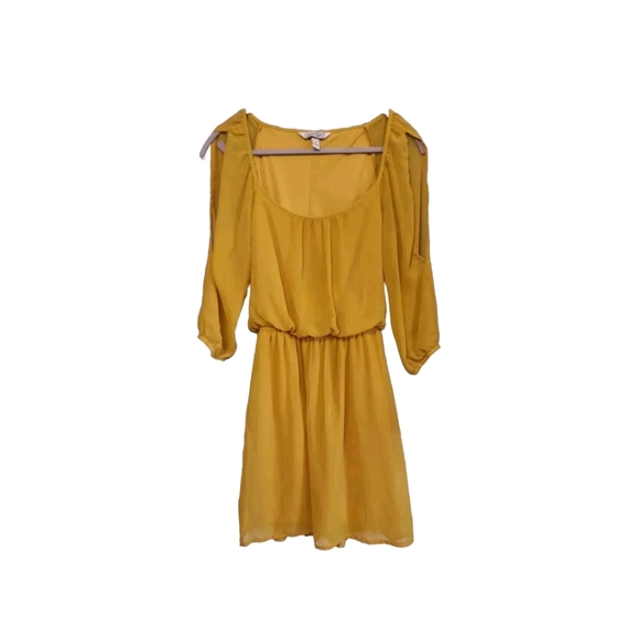 Speechless Dresses & Skirts - Speechless Women's Dress Sz S Fall Autumn Mustard Yellow sheer sleeves Fit Waist